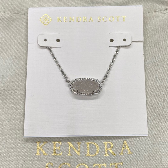 New Kendra Scott Silver Elisa In Iridescent Drusy - Picture 2 of 8